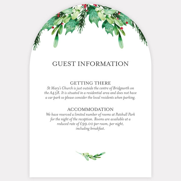 Festive Foliage - Iridescent Guest Information Card - Fast Delivery at ...