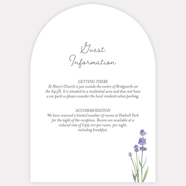 Lavender - Guest Information Card