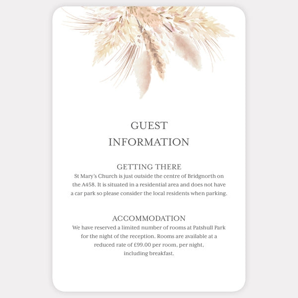 Pampas Grass - Boutique Evening Invitation & RSVP