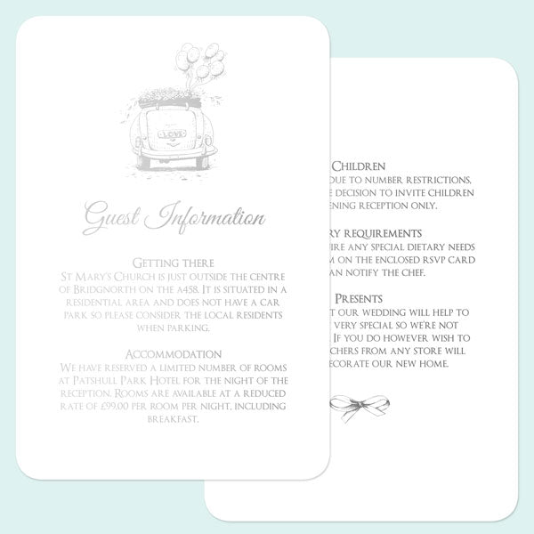 Vintage Wedding Car Foil Boutique Sample