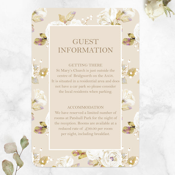 Vintage Cream Roses - Guest Information