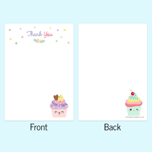 Ready to Write Kids Thank You Cards - Happy Cupcakes - Pack of 10