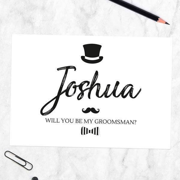 Will You Be My Groomsman? - Hat Moustache
