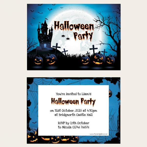 Halloween Party Invitations - Haunted House - Pack of 10