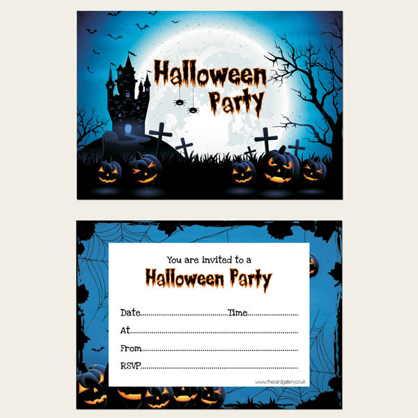 Halloween Party Invitations - Haunted House - Pack of 10