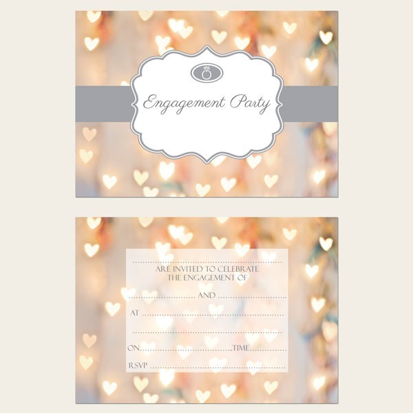 Engagement Invitations - Heart Glitter Pattern