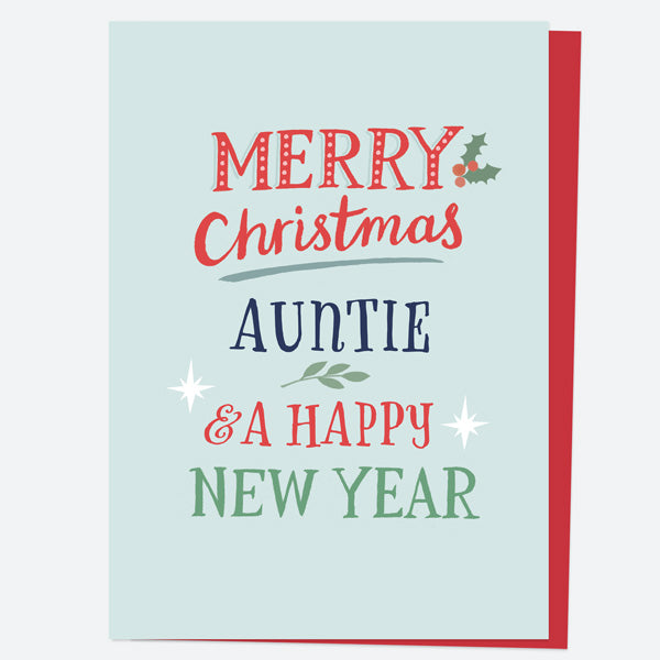 Christmas Card - Homespun Typography - Auntie