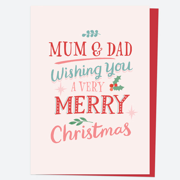 Christmas Card - Homespun Typography - Mum & Dad