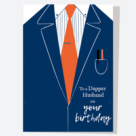 Husband Birthday Card - Dapper Blue Suit - Husband