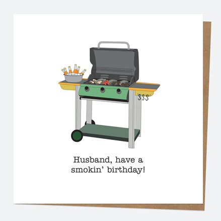 Husband Birthday Card - Hand Drawn Funnies - BBQ - Smokin' Birthday - Husband