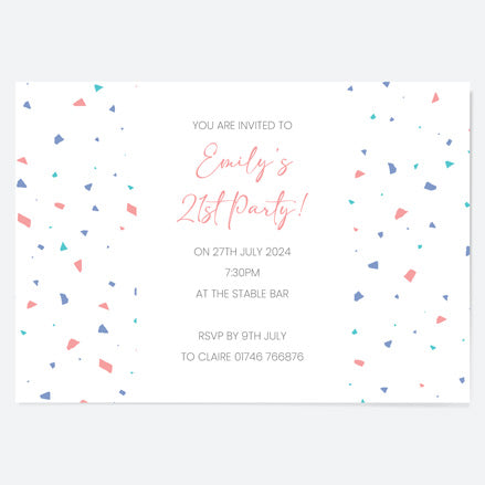 21st Birthday Invitations - Pastel Terazzo - Pack of 10