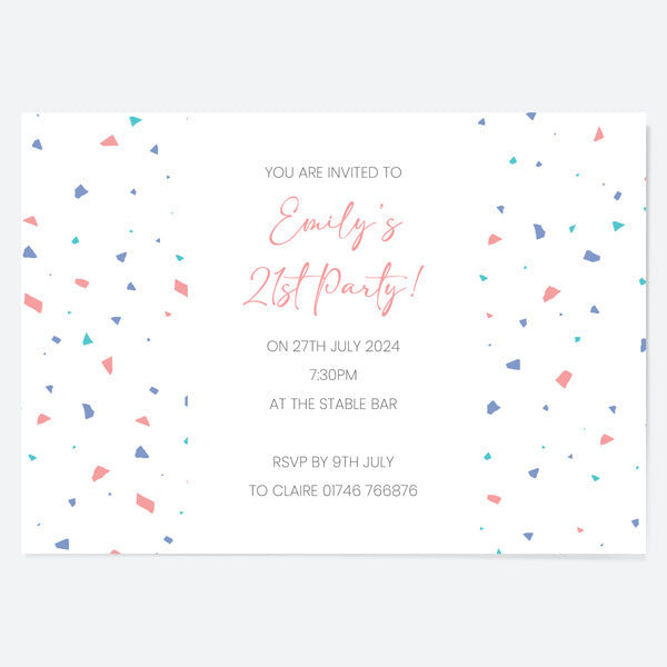 21st Birthday Invitations - Pastel Terazzo - Pack of 10