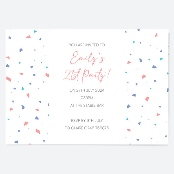 21st Birthday Invitations - Pastel Terazzo - Pack of 10