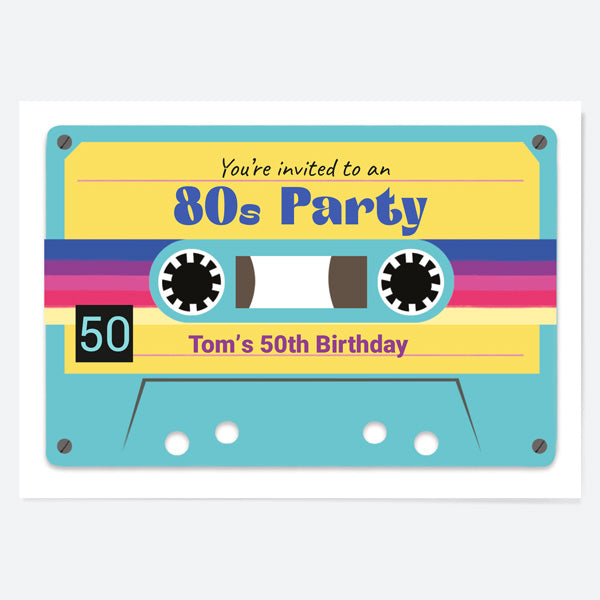 Birthday Invitations - 80's Cassette Tape - Pack of 10