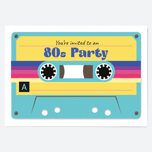 Birthday Invitations - 80's Cassette Tape - Pack of 10