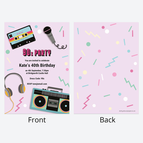 Birthday Invitations - 1990's Ghetto Blaster - Pack of 10