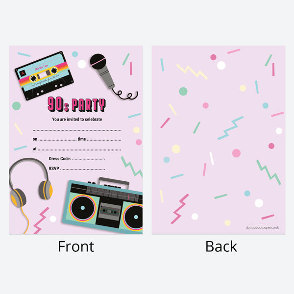 Birthday Invitations - 1990's Ghetto Blaster - Pack of 10