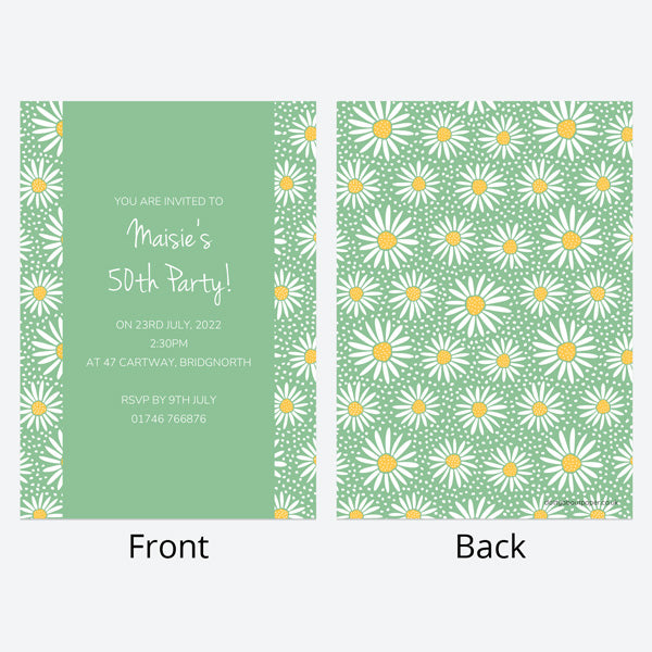 50th Birthday Invitations - Oopsy Daisies - Pack of 10