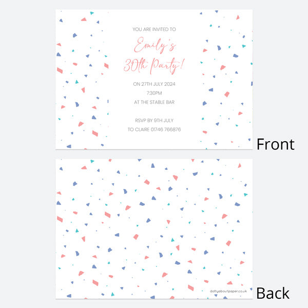 30th Birthday Invitations - Pastel Terazzo - Pack of 10