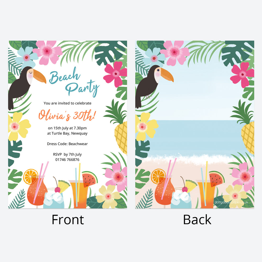 Birthday Invitations - Tropical Beach - Pack of 10