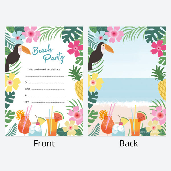 Birthday Invitations - Tropical Beach - Pack of 10