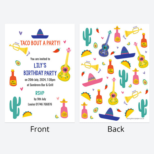 Birthday Invitations - Viva La Fiesta - Pack of 10