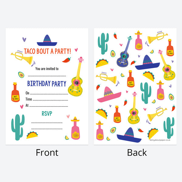 Birthday Invitations - Viva La Fiesta - Pack of 10