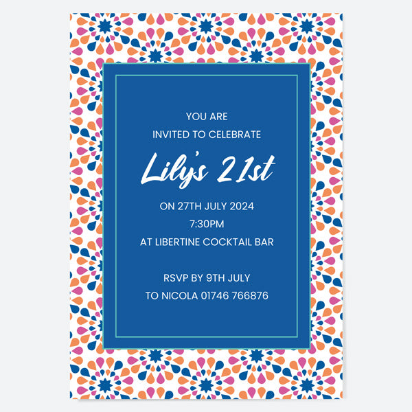 21st Birthday Invitations - Bright Boho - Pack of 10