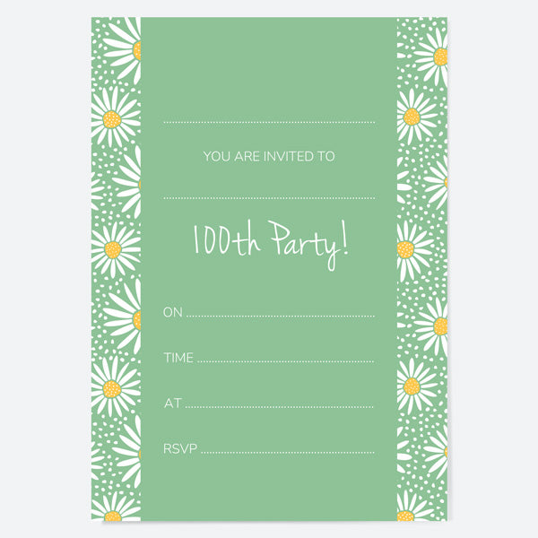 100th Birthday Invitations - Oopsy Daisies - Pack of 10