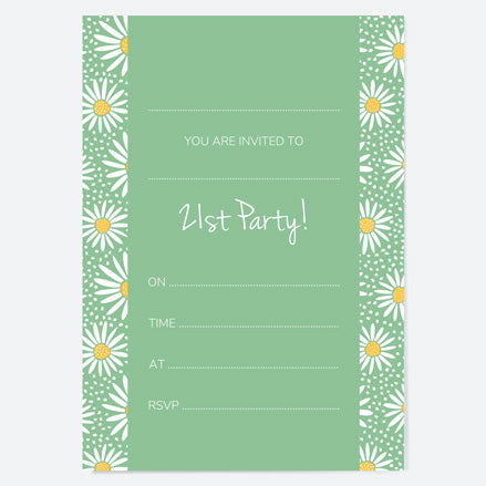 21st Birthday Invitations - Oopsy Daisies - Pack of 10