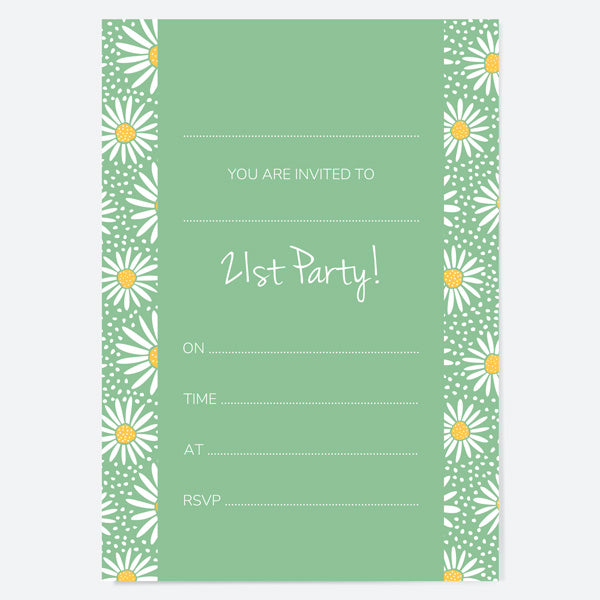 21st Birthday Invitations - Oopsy Daisies - Pack of 10