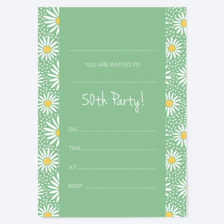 50th Birthday Invitations - Oopsy Daisies - Pack of 10