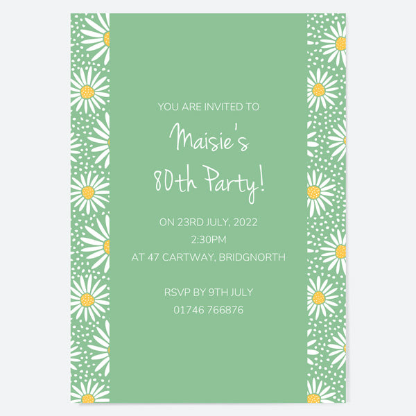 80th Birthday Invitations - Oopsy Daisies - Pack of 10