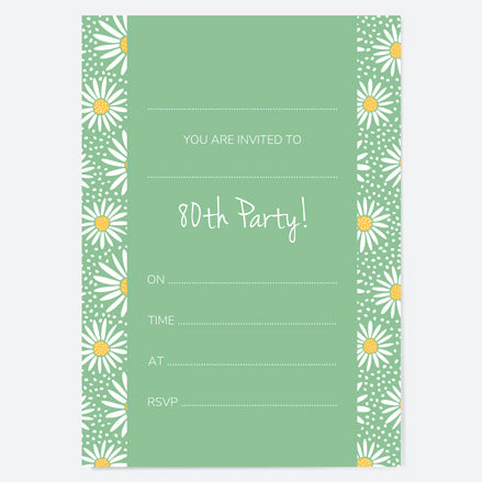 80th Birthday Invitations - Oopsy Daisies - Pack of 10
