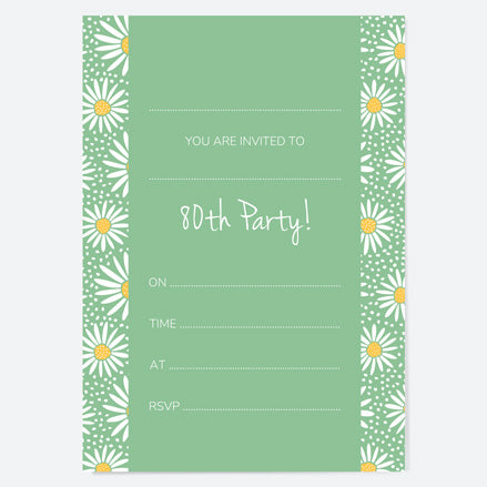 80th Birthday Invitations - Oopsy Daisies - Pack of 10