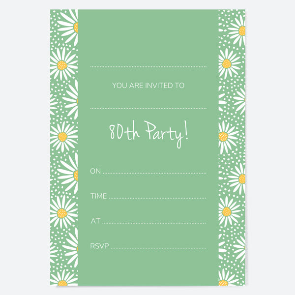 80th Birthday Invitations - Oopsy Daisies - Pack of 10