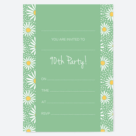 90th Birthday Invitations - Oopsy Daisies - Pack of 10
