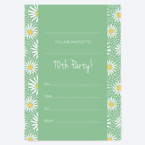 90th Birthday Invitations - Oopsy Daisies - Pack of 10