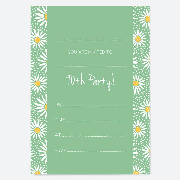 90th Birthday Invitations - Oopsy Daisies - Pack of 10