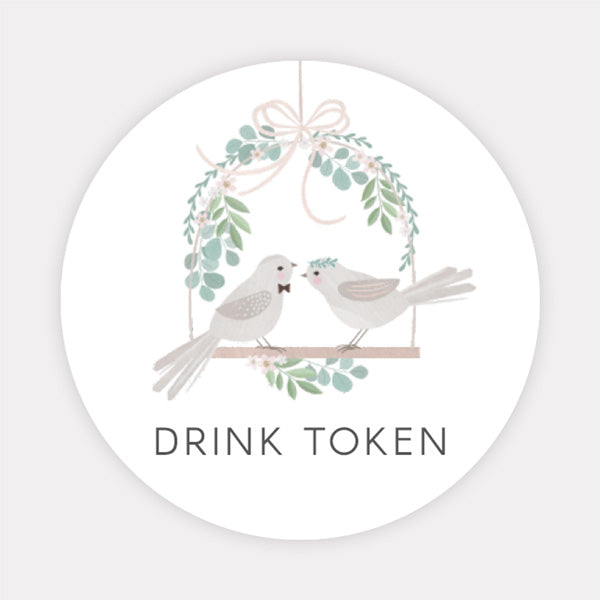 Love Birds & Eucalyptus - Drink Tokens - Pack of 30