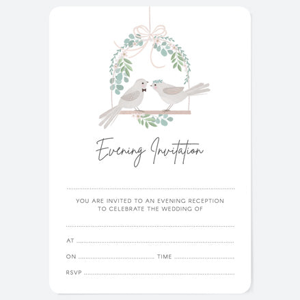 Love Birds & Eucalyptus - Ready to Write Evening Invitations