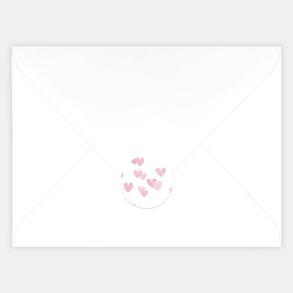Pink Confetti Hearts - Wedding Envelope Seals