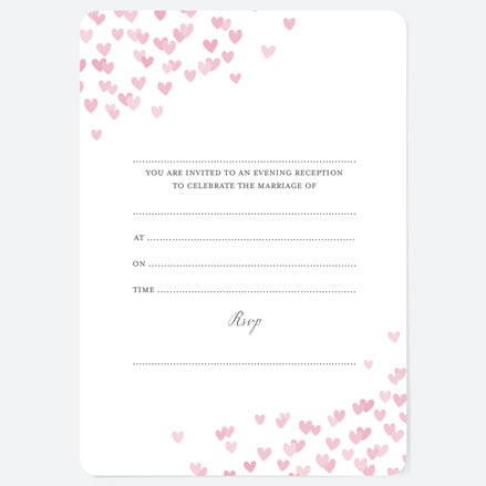 Pink Confetti Hearts - Ready to Write Evening Invitations