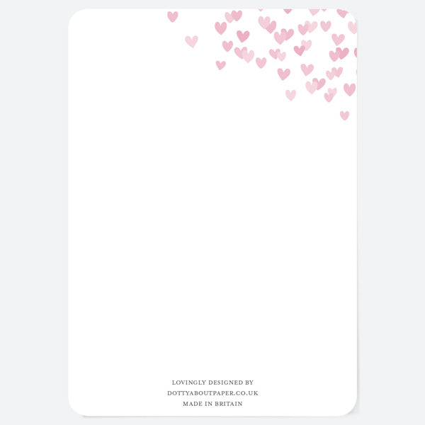 Pink Confetti Hearts - Ready to Write Save the Date Cards