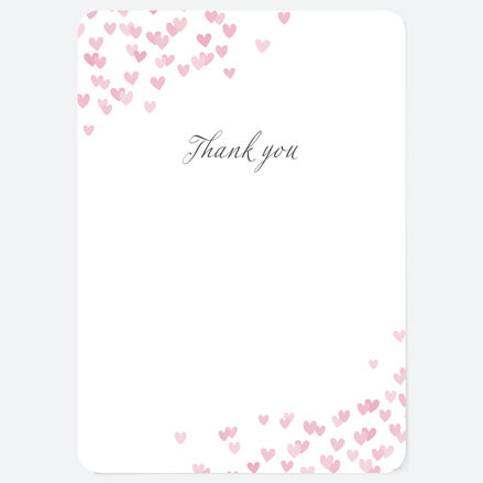 Pink Confetti Hearts - Ready to Write Wedding Thank You Cards