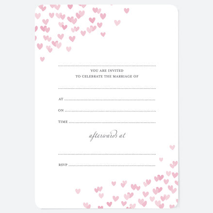 Pink Confetti Hearts - Ready to Write Wedding Invitations