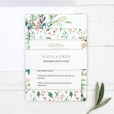 Winter Berry - Wedding Invitation & Information Card Suite