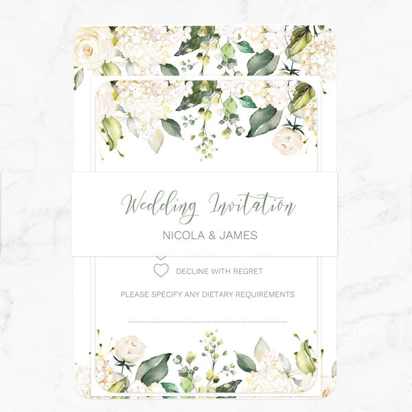 White Flower Garland - Boutique Wedding Invitation & RSVP