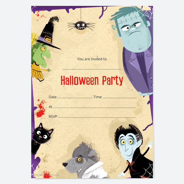 Halloween Party Notelet Invitations - Monster Mania - Pack of 20