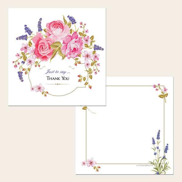 Ready to Write Thank You Cards - Rose & Lavender Border - Pack of 10